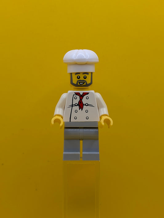 Chef twn120 White Torso with 8 Buttons, Light Bluish Gray Legs, Gray Beard City Lego Minifigure