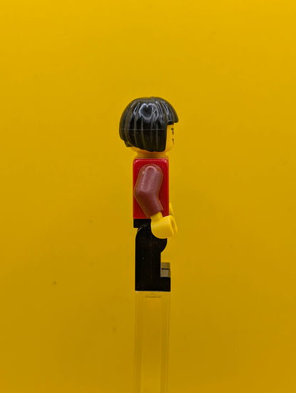 Female Corset cty0327 with Gold Panel Front and Lace Up Back Pattern, Black Legs, Black Bob Cut Hair City Lego Set