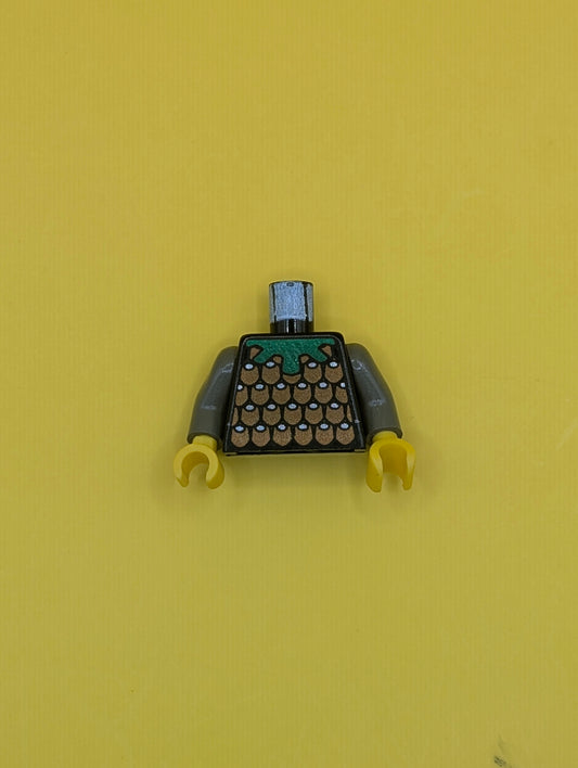 Torso Castle Knights Kingdom Scale Mail Brown Pattern / Dark Gray Arms / Yellow Hands 973px119c01 Lego