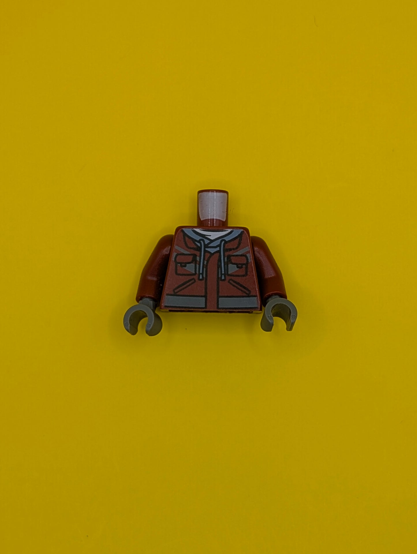 Torso Hooded Sweatshirt, Pockets and Dark Bluish Gray Markings Pattern / Dark Red Arms / Dark Bluish Gray Hands 973pb3903c01 Lego