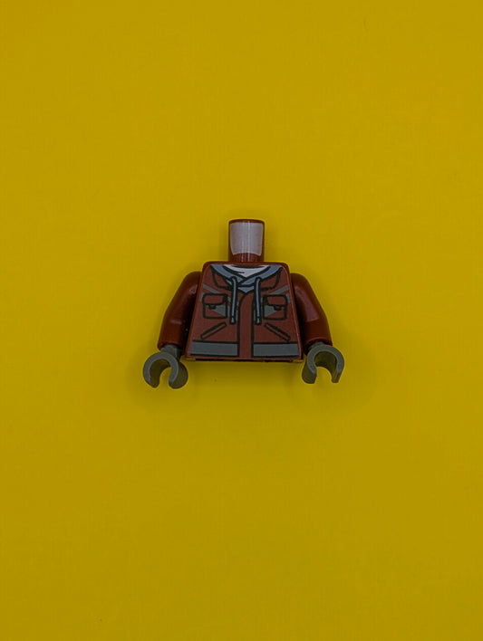 Torso Hooded Sweatshirt, Pockets and Dark Bluish Gray Markings Pattern / Dark Red Arms / Dark Bluish Gray Hands 973pb3903c01 Lego