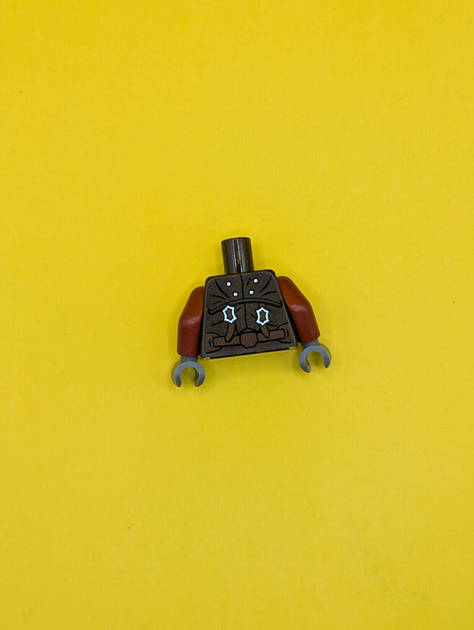 Torso LotR Leather Armor with Buckle Pattern (Uruk-hai) / Dark Red Arms / Dark Bluish Gray Hands 973pb1130c01 Lego
