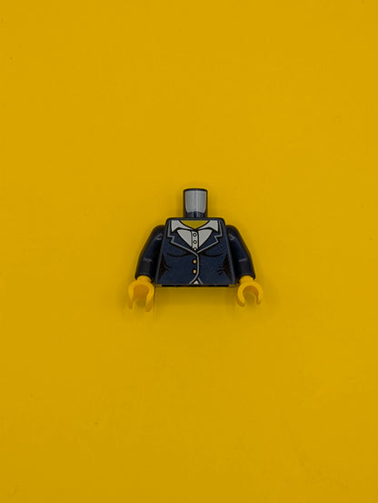 Torso Female Suit Jacket with White Collar Shirt with Buttons Pattern / Dark Blue Arms / Yellow Hands 973pb2345c01 Lego