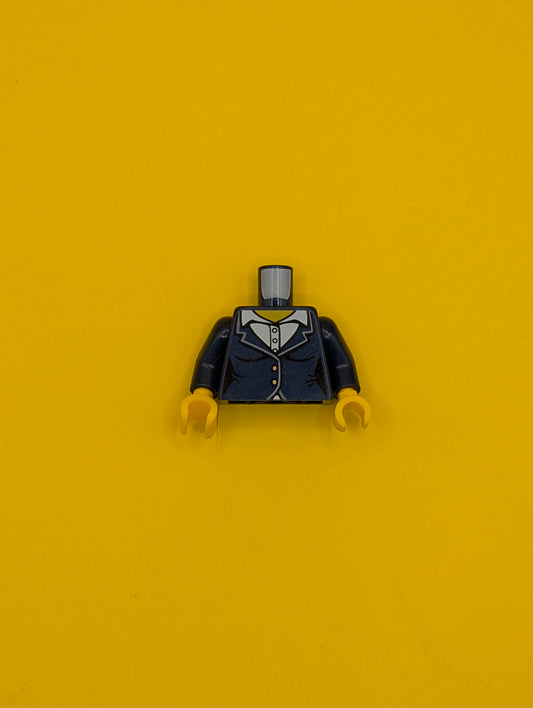Torso Female Suit Jacket with White Collar Shirt with Buttons Pattern / Dark Blue Arms / Yellow Hands 973pb2345c01 Lego