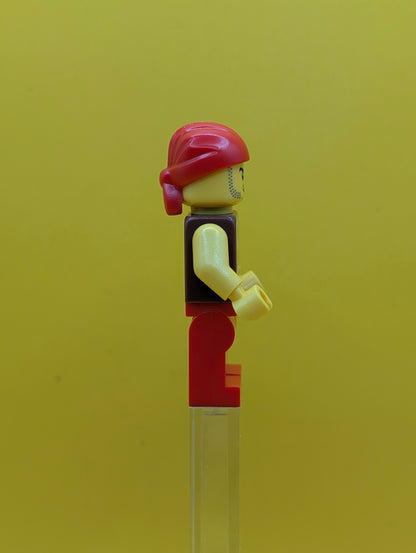 Bo'sun Will idea237 Pirate, Reddish Brown Vest over Red and White Striped Shirt, Red Legs Ideas Lego Minifigure