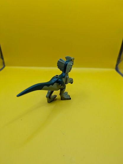Dinosaur Dilophosaurus dilo04 Second Version with Flexible Rubber Tail, Bright Light Orange, Red and Dark Green Markings Jurassic World Lego Minifigure