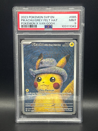 #085 Pikachu With Grey Felt Hat PSA 9