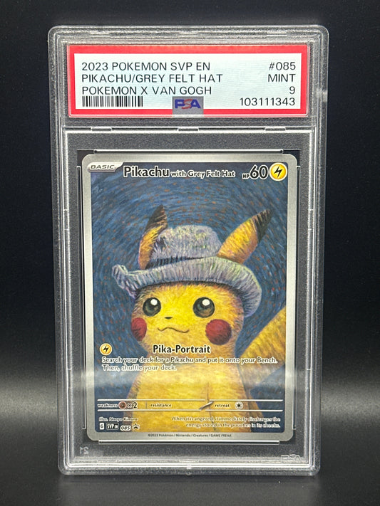 #085 Pikachu With Grey Felt Hat PSA 9
