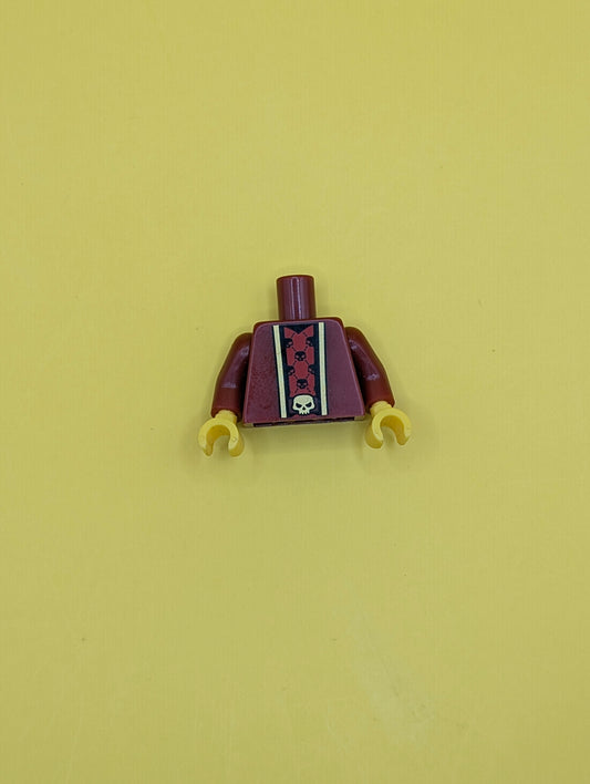 Torso Robe with Gold Trim over Red Shirt with Black Skulls and Belt with Gold Skull Buckle Pattern / Dark Red Arms / Yellow Hands 973pb1873c01 Lego