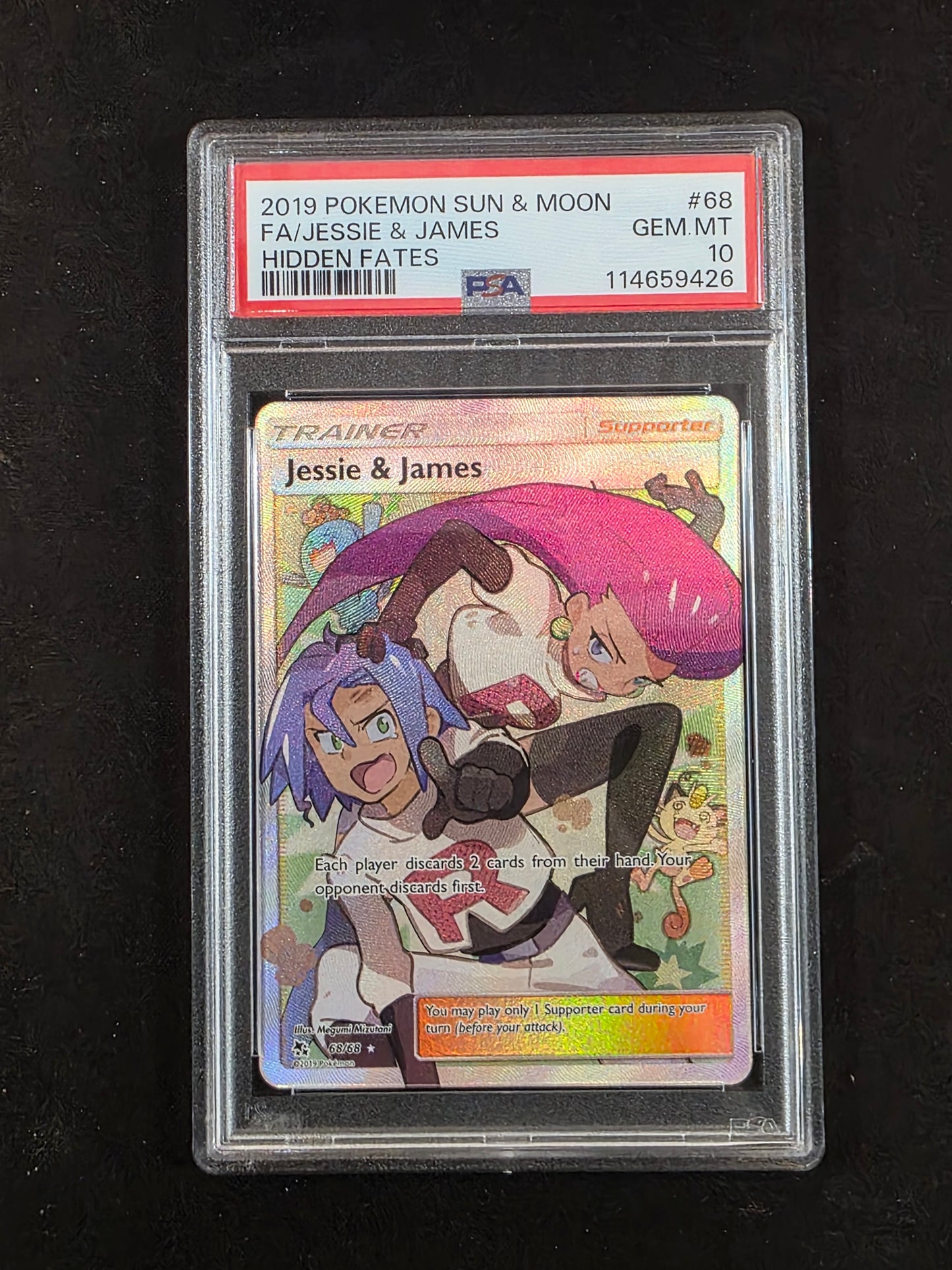 #68/68 Jessie & James Hidden Fates PSA 10