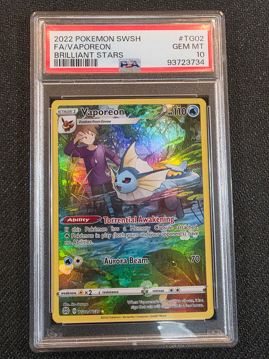 #TG02/TG30 Vaporeon Brilliant Stars PSA 10