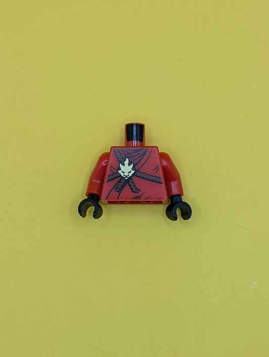 Torso Ninjago Brown Rope, Gold Medallion and Dark Red Undershirt Pattern / Red Arms / Black Hands 973pb0832c01 Lego
