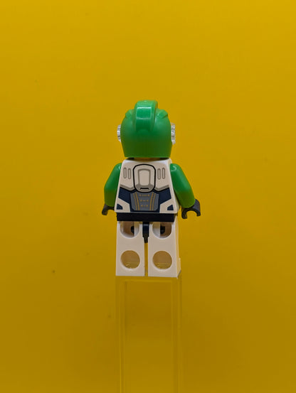 Astronaut cty1698 Female, White Spacesuit with Bright Green Arms, Bright Green Helmet, Trans-Clear Visor, Bright Green Harness with Solar Panel, Open Mouth City Lego Minifigure