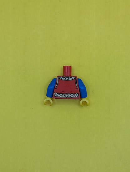 973pb4841c01 Torso Castle Surcoat, Gold Collar and Belt, Lion with Raised Foot on Blue Shield Emblem Pattern / Blue Arms / Yellow Hands Lego Part