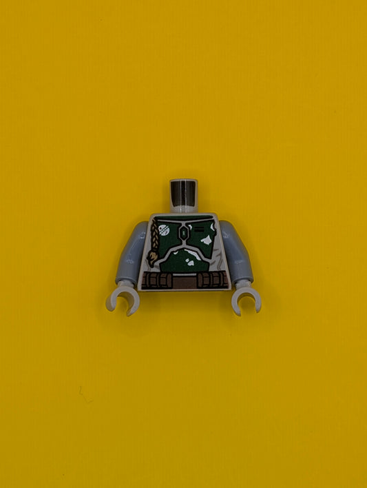 Torso SW Mandalorian Armor Plates Dark Green Pattern Dual Sided, Small Emblem on Chest (Boba Fett) / Sand Blue Arms / Light Bluish Gray Hands 973pb2244c01 Lego