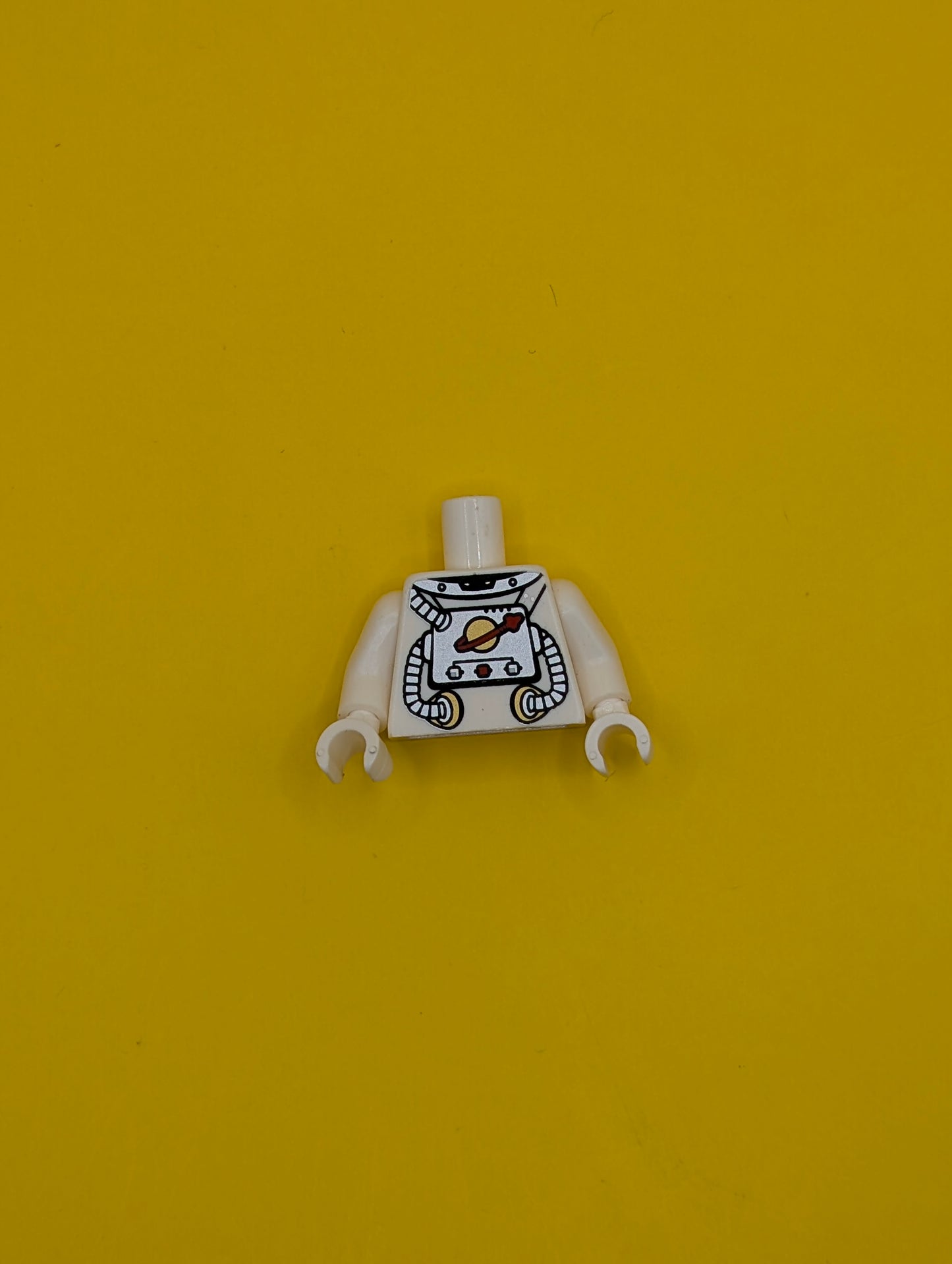 973pb0669c01 Torso Space with Classic Space Logo and Tubes Pattern / White Arms / White Hands Lego Part