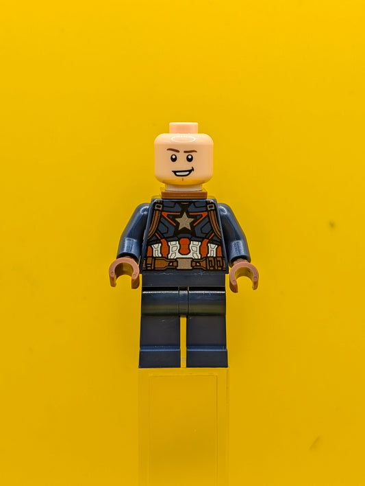 Captain America sh0973 Dark Blue Suit, Reddish Brown Hands, Helmet, Reddish Brown Neck Bracket Marvel Lego Minifigure
