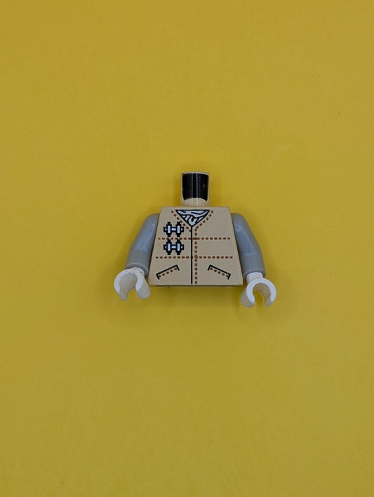 Torso SW Hoth Rebel Jacket with Pockets and Brown Dotted Lines over White Scarf Pattern / Light Gray Arms / White Hands 973px84c01 Lego