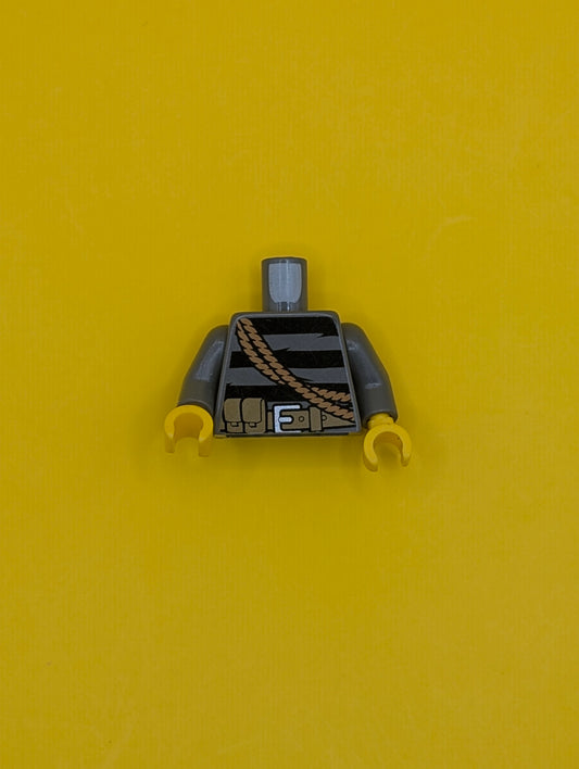 Torso Sweater Striped with Utility Belt, Rope and Keys Pattern / Dark Bluish Gray Arms / Yellow Hands 973pb1322c01 Lego