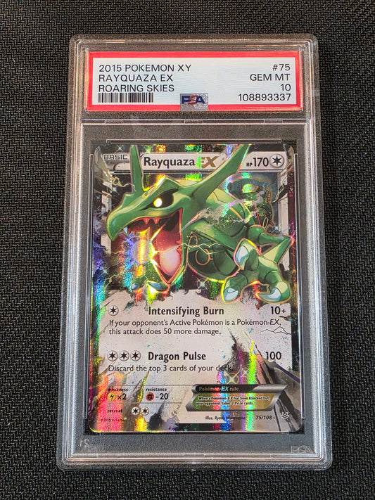 #75/108 Rayquaza EX Roaring Skies PSA 10