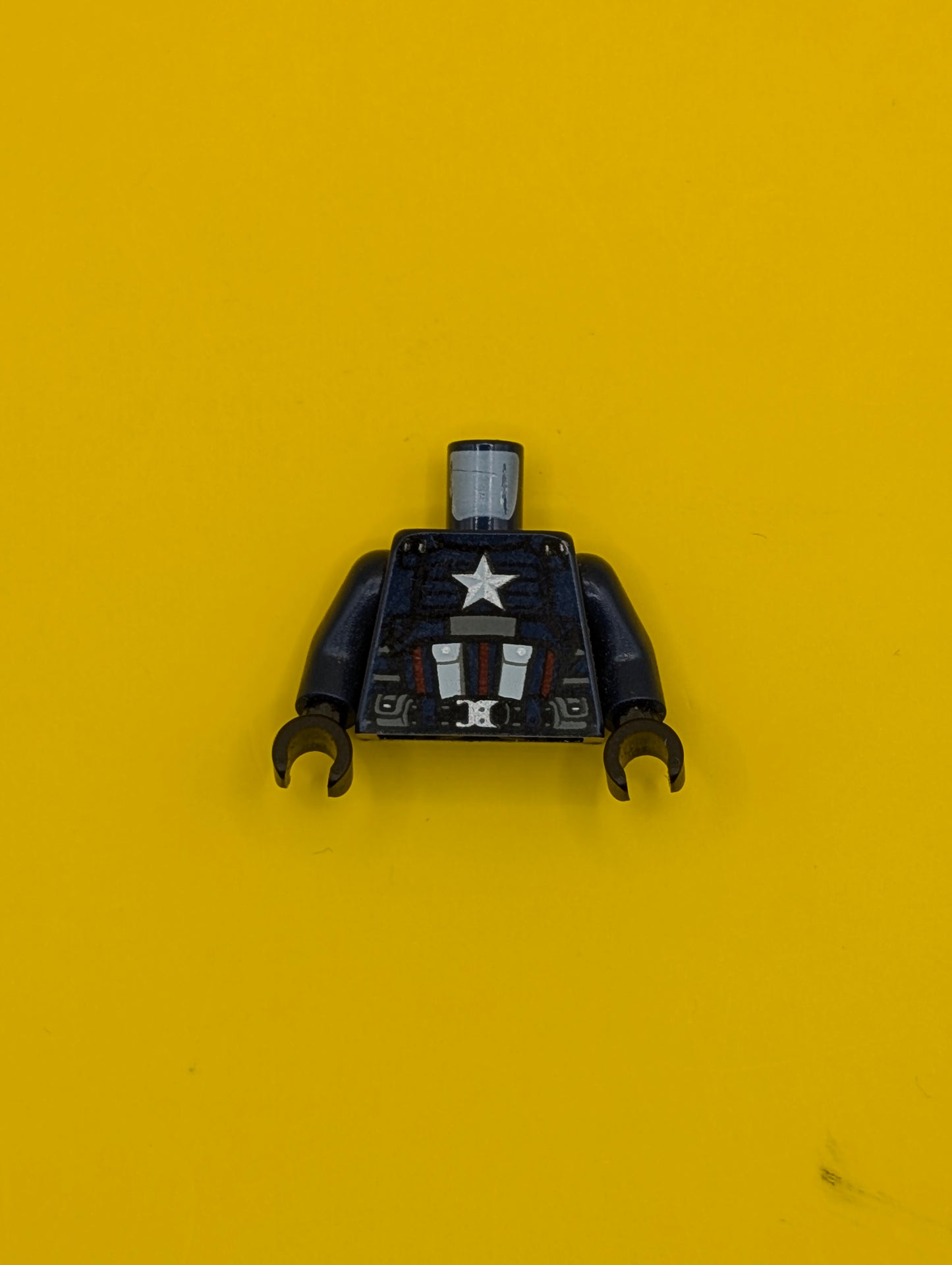 Torso Armor, White and Silver Star, 2 White Pockets and 3 Dark Red Stripes Pattern / Dark Blue Arms / Black Hands 973pb3811c01 Lego
