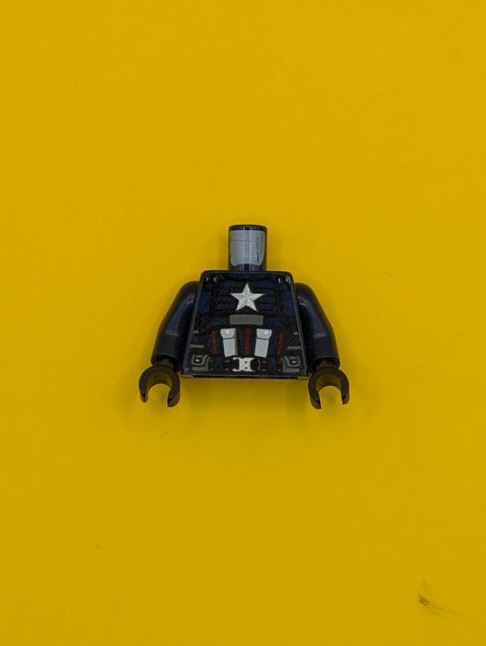 Torso Armor, White and Silver Star, 2 White Pockets and 3 Dark Red Stripes Pattern / Dark Blue Arms / Black Hands 973pb3811c01 Lego