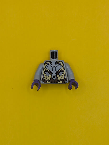 Torso Alien with Gold, Dark Brown and Silver Armor Pattern / Light Bluish Gray Arms / Dark Purple Hands 973pb1203c01 Lego