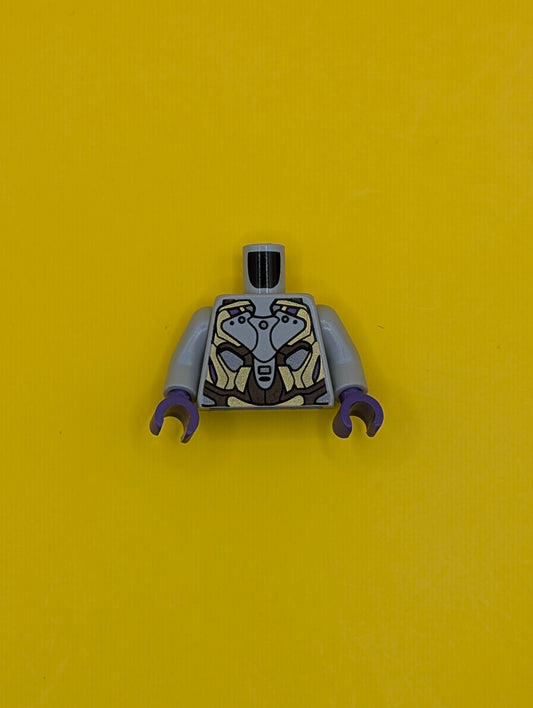 Torso Alien with Gold, Dark Brown and Silver Armor Pattern / Light Bluish Gray Arms / Dark Purple Hands 973pb1203c01 Lego