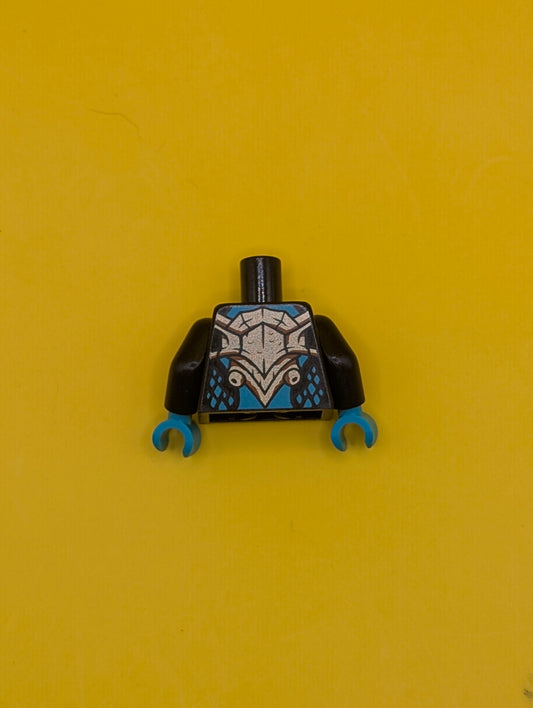 Torso Bold Breastplate, Yellowish Green Scales, Dark Turquoise Gills and Spots Pattern / Black Arms / Dark Turquoise Hands 973pb4315c01 Lego