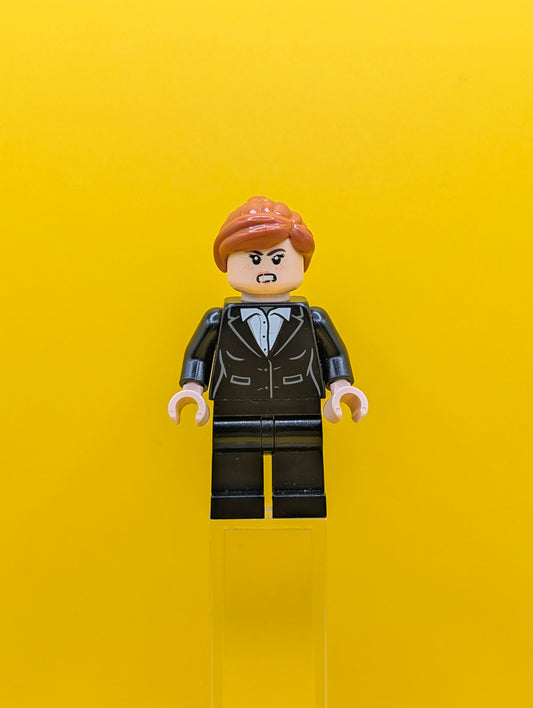Pepper Potts sh0740 Black Suit, Dark Orange Ponytail Marvel Lego Minifigure