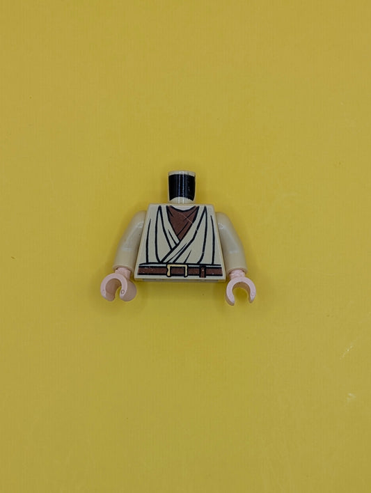 Torso SW Layered Shirt Old Obi-Wan Light Nougat Neck, Brown Belt Pattern / Tan Arms / Light Nougat Hands 973pb0471c01 Lego