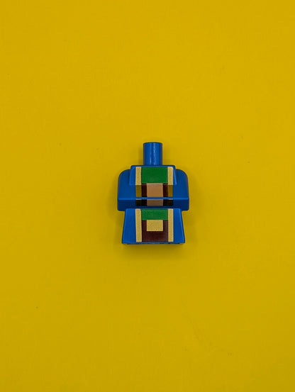 Torso, Modified Long with Folded Arms with Pixelated Dark Red, Gold, Green, and Light Nougat Minecraft Wandering Trader Pattern 25767pb006 Lego