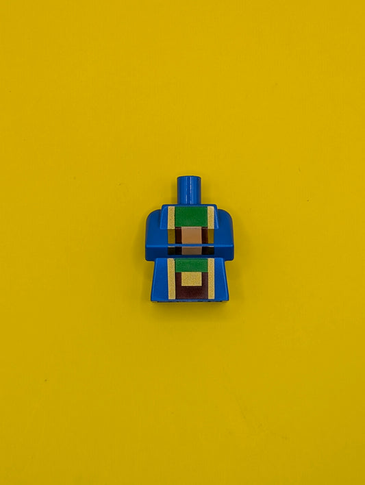 Torso, Modified Long with Folded Arms with Pixelated Dark Red, Gold, Green, and Light Nougat Minecraft Wandering Trader Pattern 25767pb006 Lego
