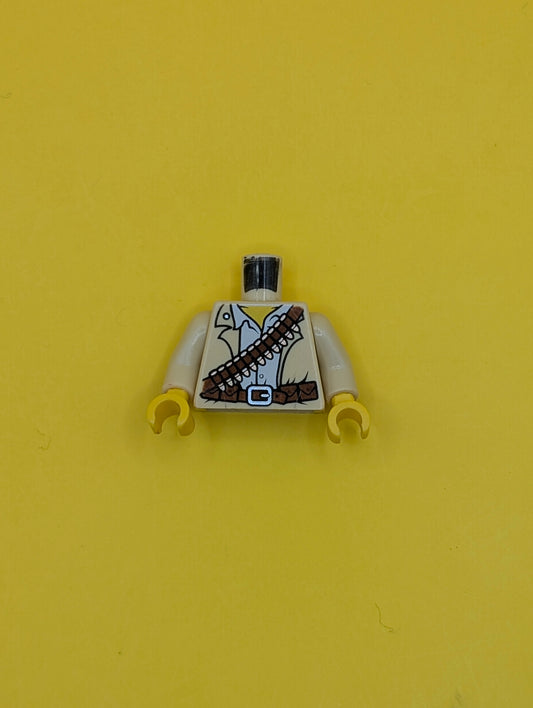 Torso Pharaoh's Quest Tan Vest, White Shirt, Bandolier and Silver Buckle Pattern (Jake Raines) / Tan Arms / Yellow  Hands 973pb0781c01 Lego