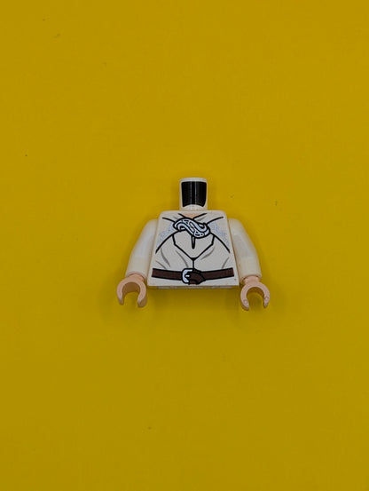 Torso LotR Robe with Brown Belt and Silver Clasp Pattern (Gandalf) / White Arms / Light Nougat Hands 973pb1441c01 Lego