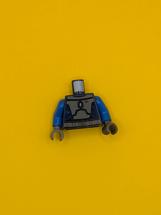 Torso SW Mandalorian Armor Plates Dark Bluish Gray Pattern (Death Watch) / Blue Arms / Dark Bluish Gray Hands 973pb0758c01 Lego