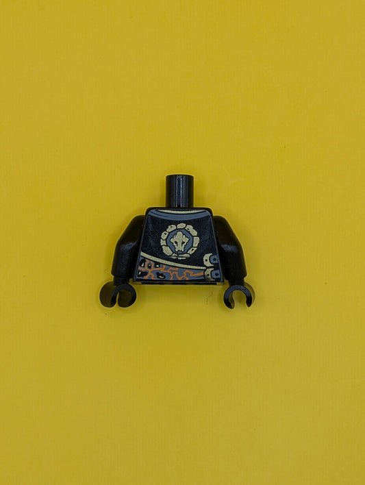Torso Ninjago Robe with Gold Buckles and Earth Power Emblem Pattern / Black Arms / Black Hands 973pb1572c01 Lego