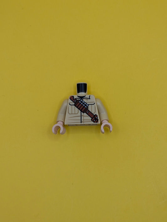 Torso Shirt with Pockets, Reddish Brown Shoulder Belt with Shells and Pouches, Dark Tan Rifle Holster on Back Pattern / Tan Arms / Light Nougat Hands 973pb3178c01 Lego