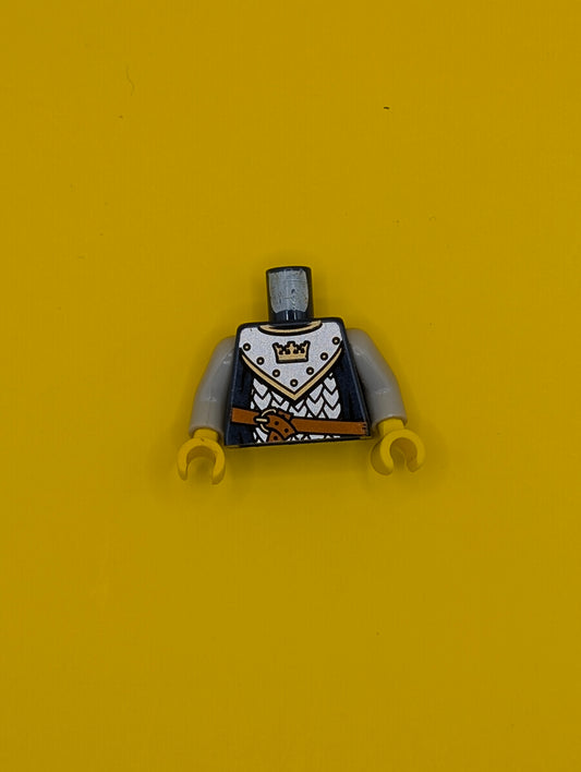 Torso Castle Fantasy Era Scale Mail, Crown on Collar Pattern / Light Bluish Gray Arms / Yellow Hands 973pb0437c01 Lego