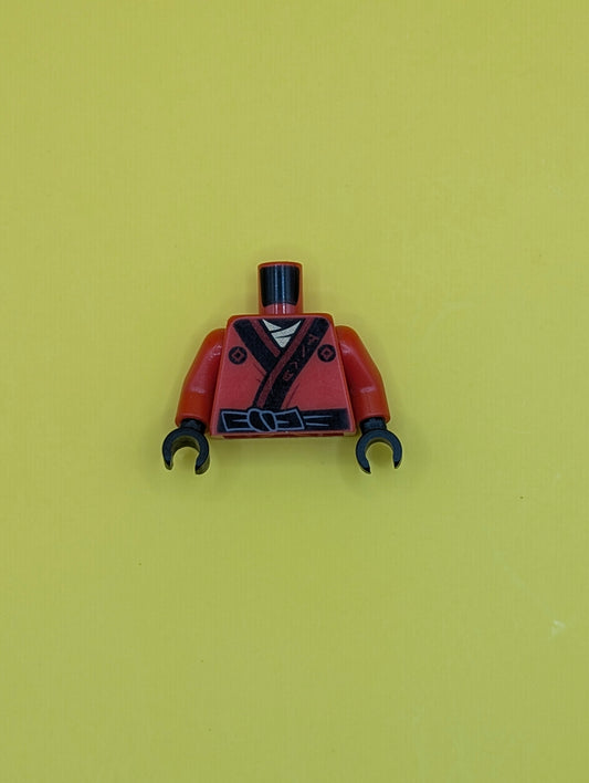 Torso Ninjago Robe with Gold Asian Characters on Black Sash and Kai Power Emblem Pattern / Yellow Arms / Black Hands 973pb1906c01 Lego