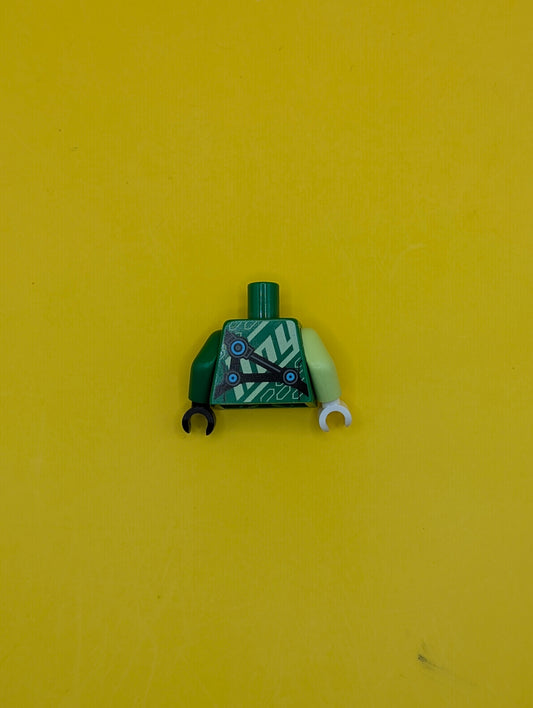 Torso Robe with Lime Hems, Black Straps Pattern / Green Arm Left / Yellowish Green Arm Right / Black Hand Left / White Hand Right 973pb3783c01 Lego