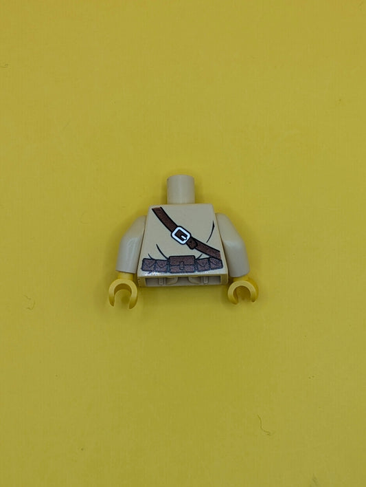 Torso Pharaoh's Quest Tan Vest, White Shirt, Bandolier and Silver Buckle Pattern (Jake Raines) / Tan Arms / Yellow  Hands 973pb0781c01 Lego