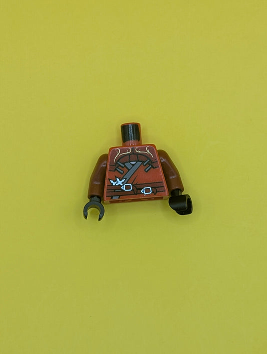 Torso Ninjago Wrap with Shoulder Armor and Belt, Gold Lion on Back Pattern / Dark Red Arms / Black Hands 973pb1030c01 Lego