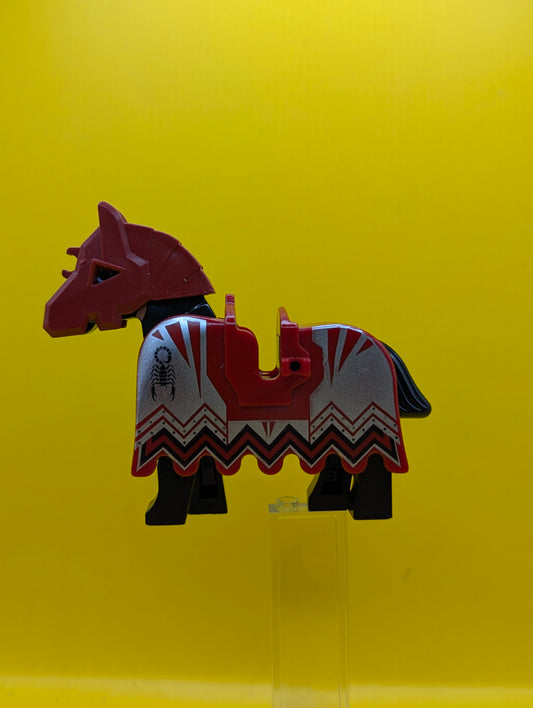 Horse 4493c01pb02 Black Eyes Circled with White, Brown Bridle Pattern With Armor Lego Minifigure
