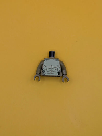 973pb5538c01 Torso Lizard Costume, Dark Green Scales and Yellowish Green Bare Chest with Olive Green Muscles Pattern / Olive Green Arms / Olive Green Hands Lego Part