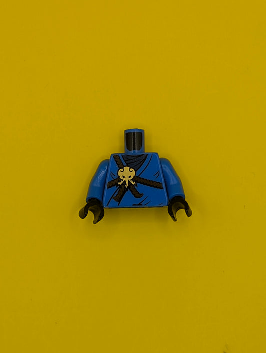 Torso Ninjago Brown Rope, Gold Medallion and Dark Blue Undershirt Pattern / Blue Arms / Black Hands 973pb0830c01 Lego