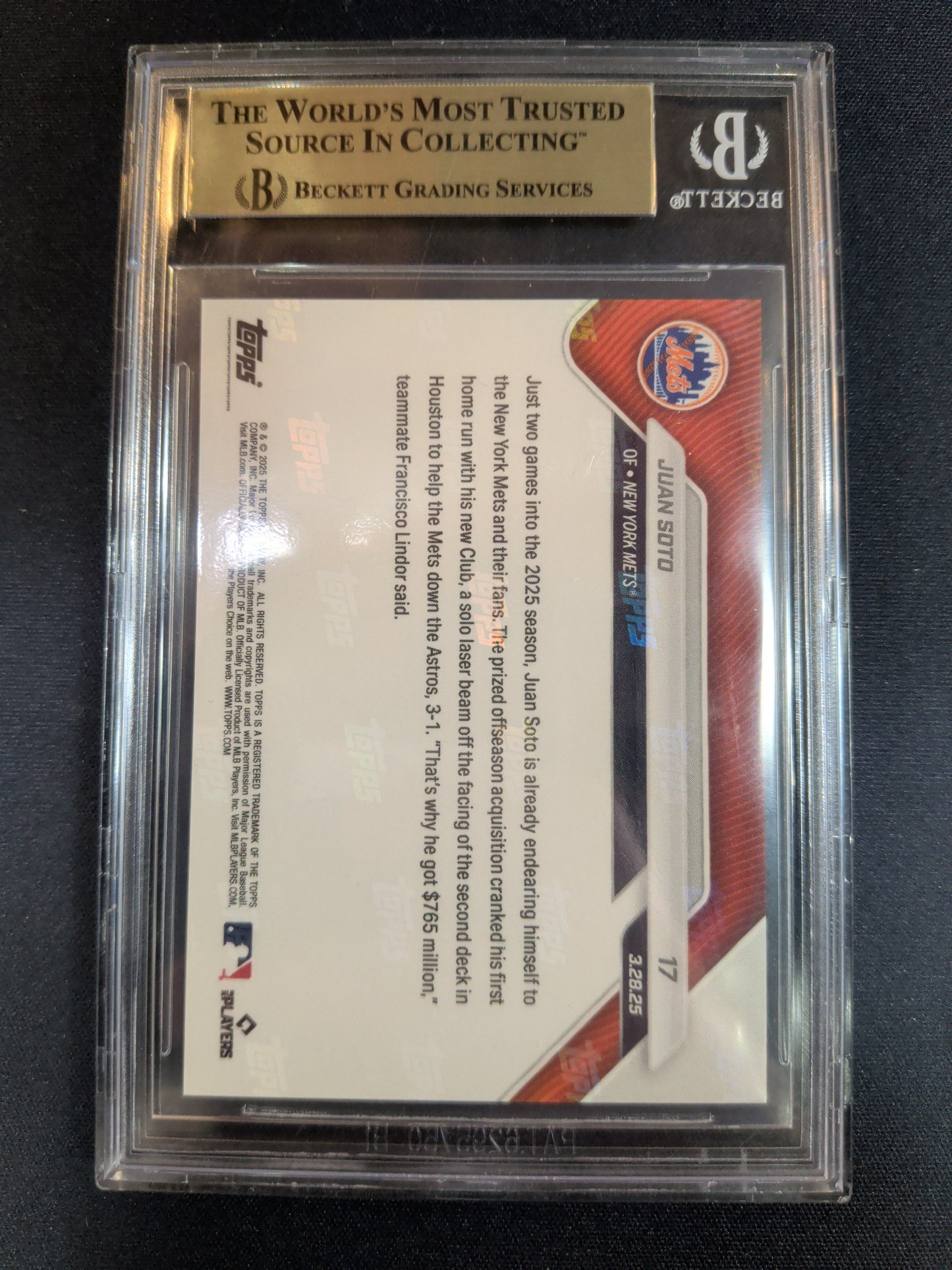 #17 JUAN SOTO 2025 TOPPS NOW 1ST HOME RUN WITH METS /10738