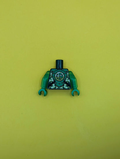 973pb5210c01 Torso Armor Breastplate, Lime Electricity, Dragon Head and Orb, Logogram 'L' on Back Pattern / Trans-Bright Green Arms / Bright Green Hands Lego Part