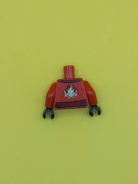 Torso Ninjago Robe with Dark Red Sash and Fire Power Emblem Pattern / Red Arms / Black Hands 973pb1575c01 Lego