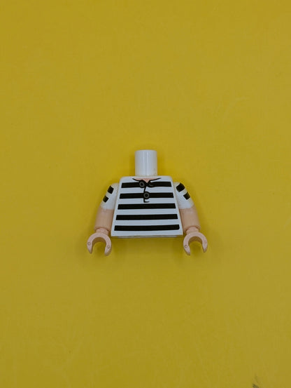 Torso Shirt, 5 Black Stripes Pattern / Light Nougat Arms with White Short Sleeves with 2 Black Stripes Pattern / Light Nougat Hands 973pb2944c01 Lego